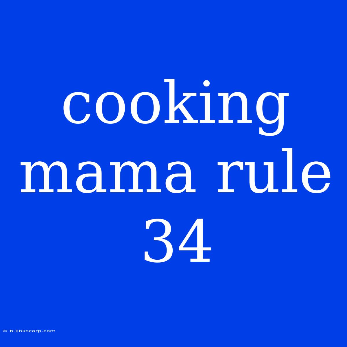 Cooking Mama Rule 34