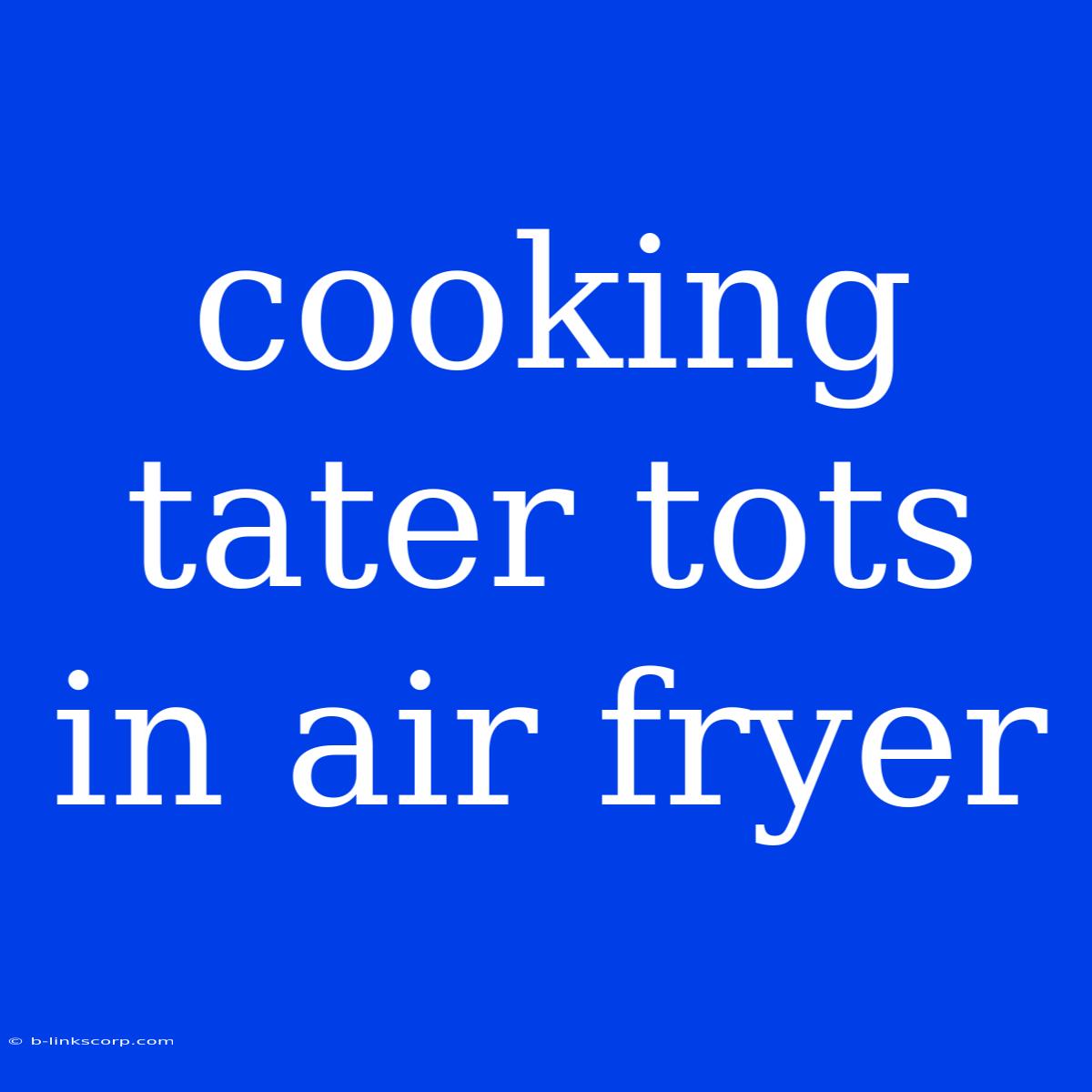 Cooking Tater Tots In Air Fryer