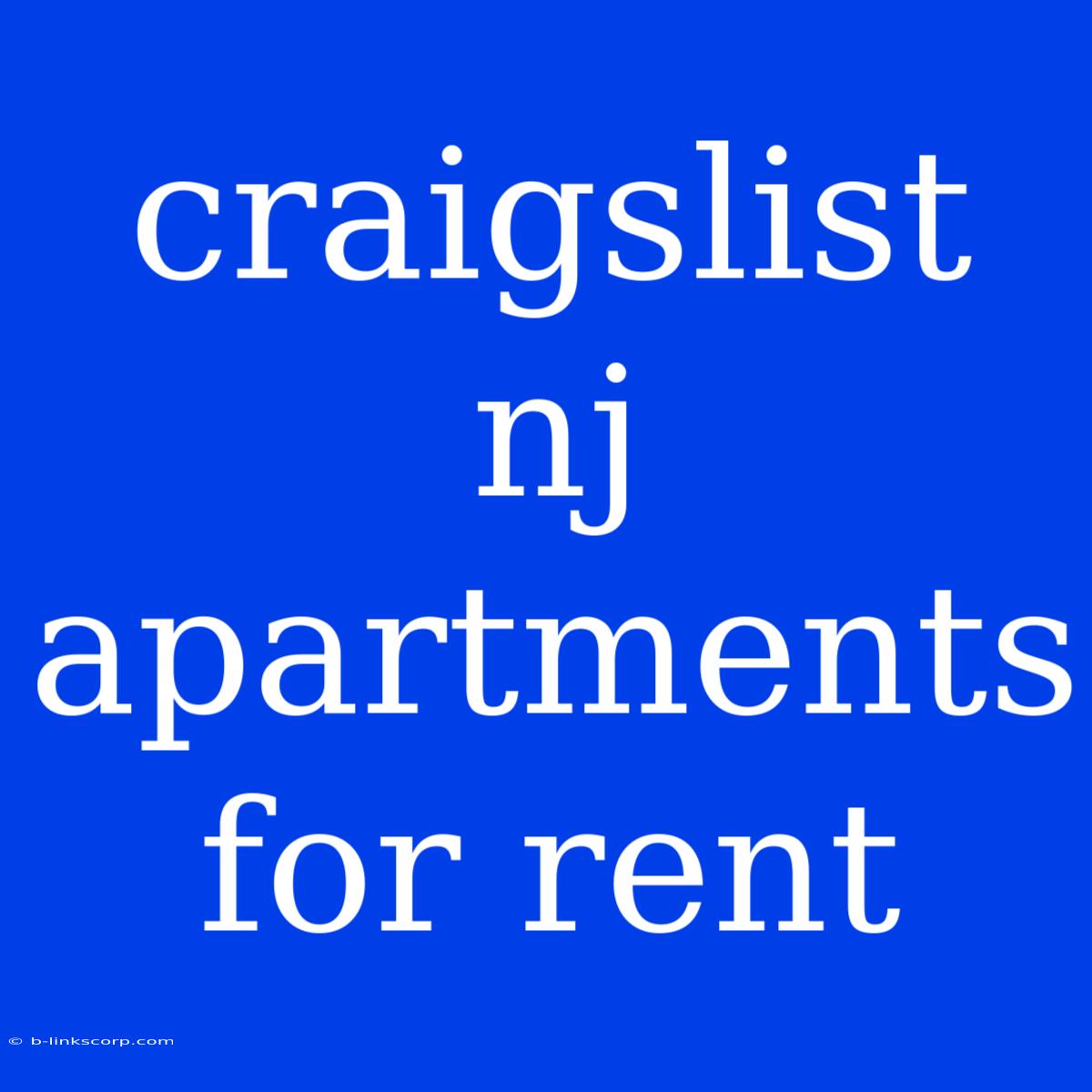 Craigslist Nj Apartments For Rent