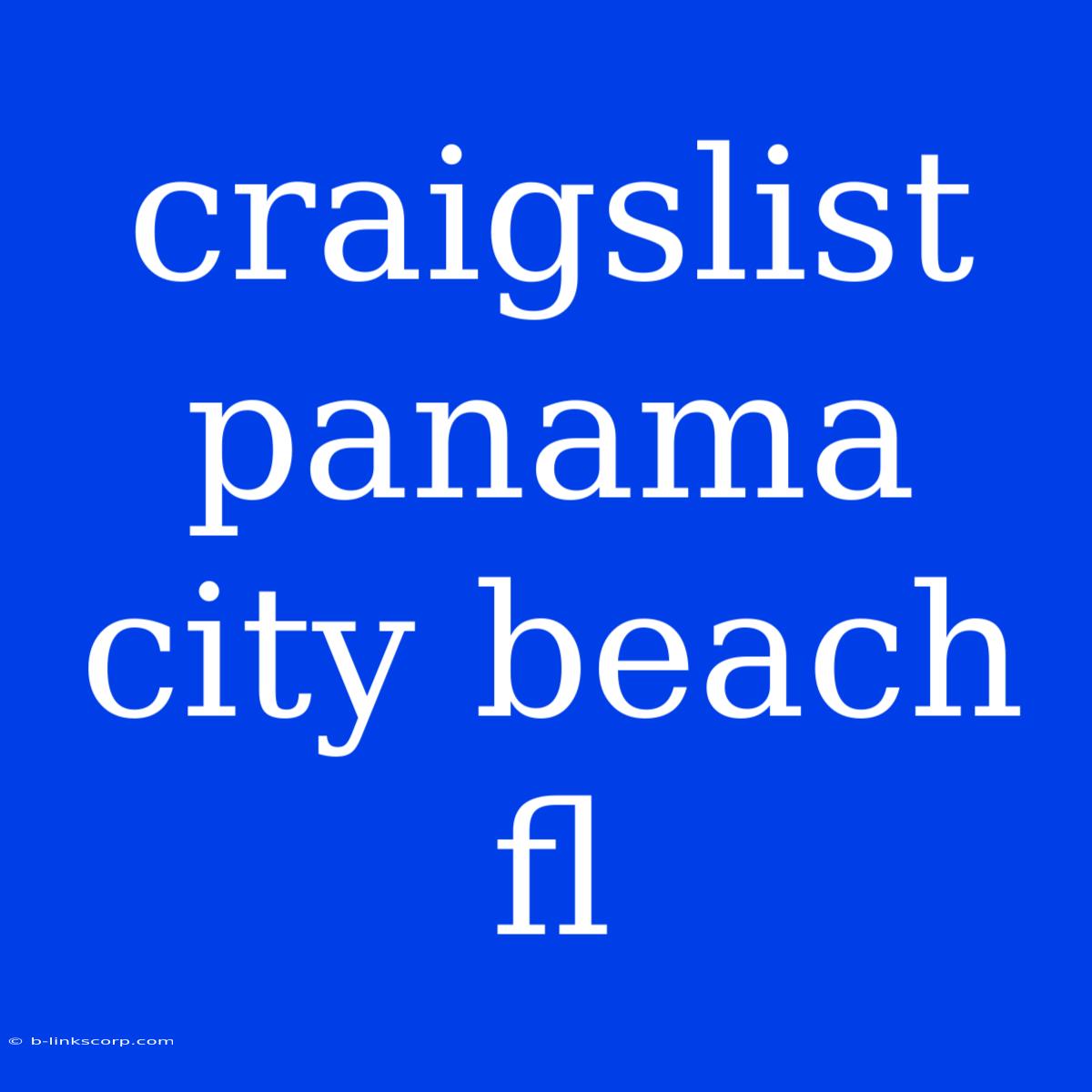 Craigslist Panama City Beach Fl