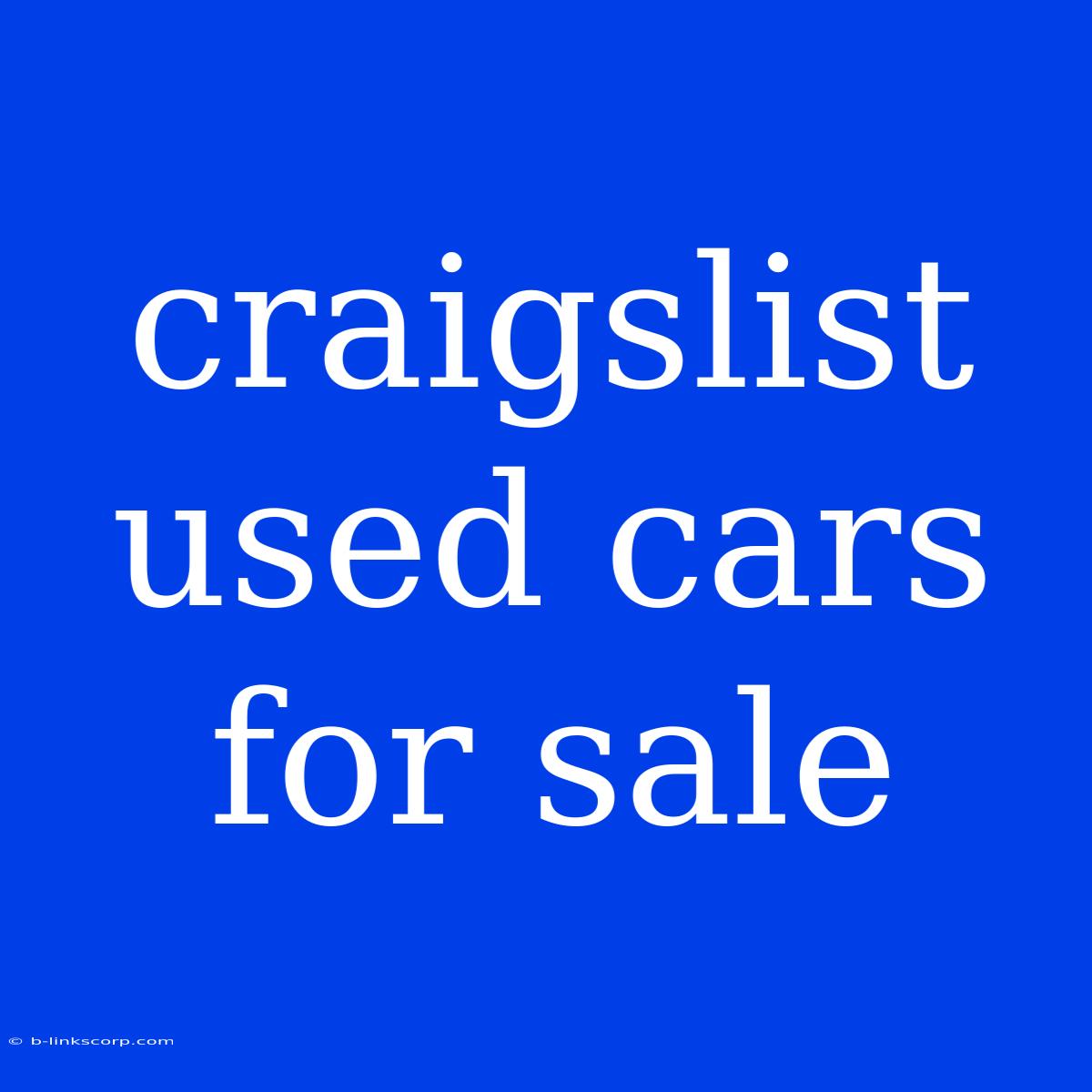 Craigslist Used Cars For Sale