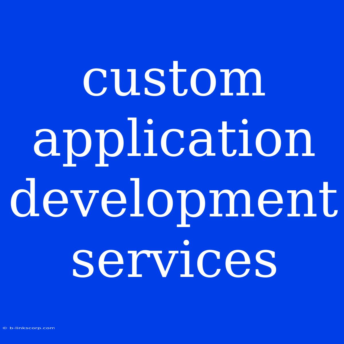 Custom Application Development Services