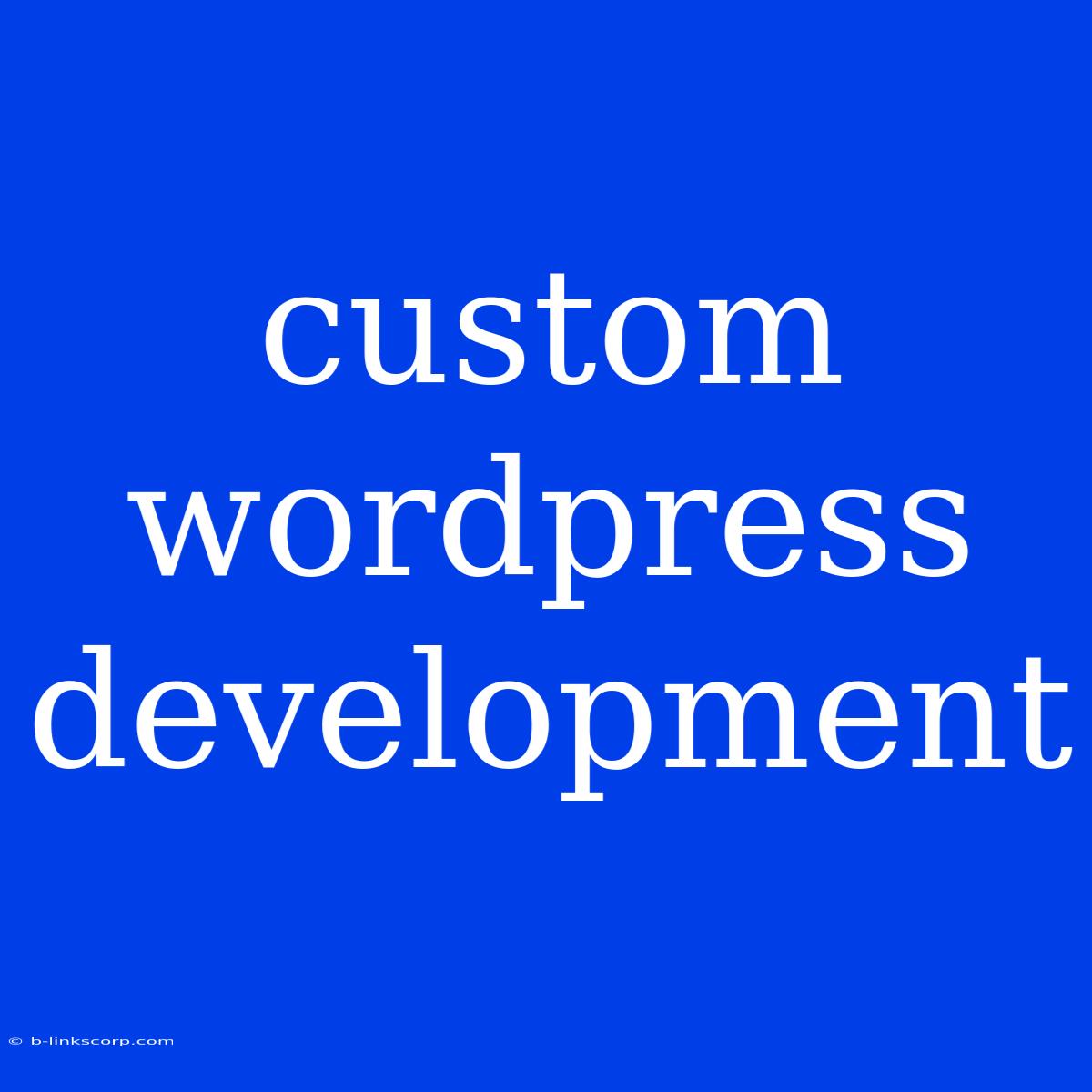 Custom Wordpress Development