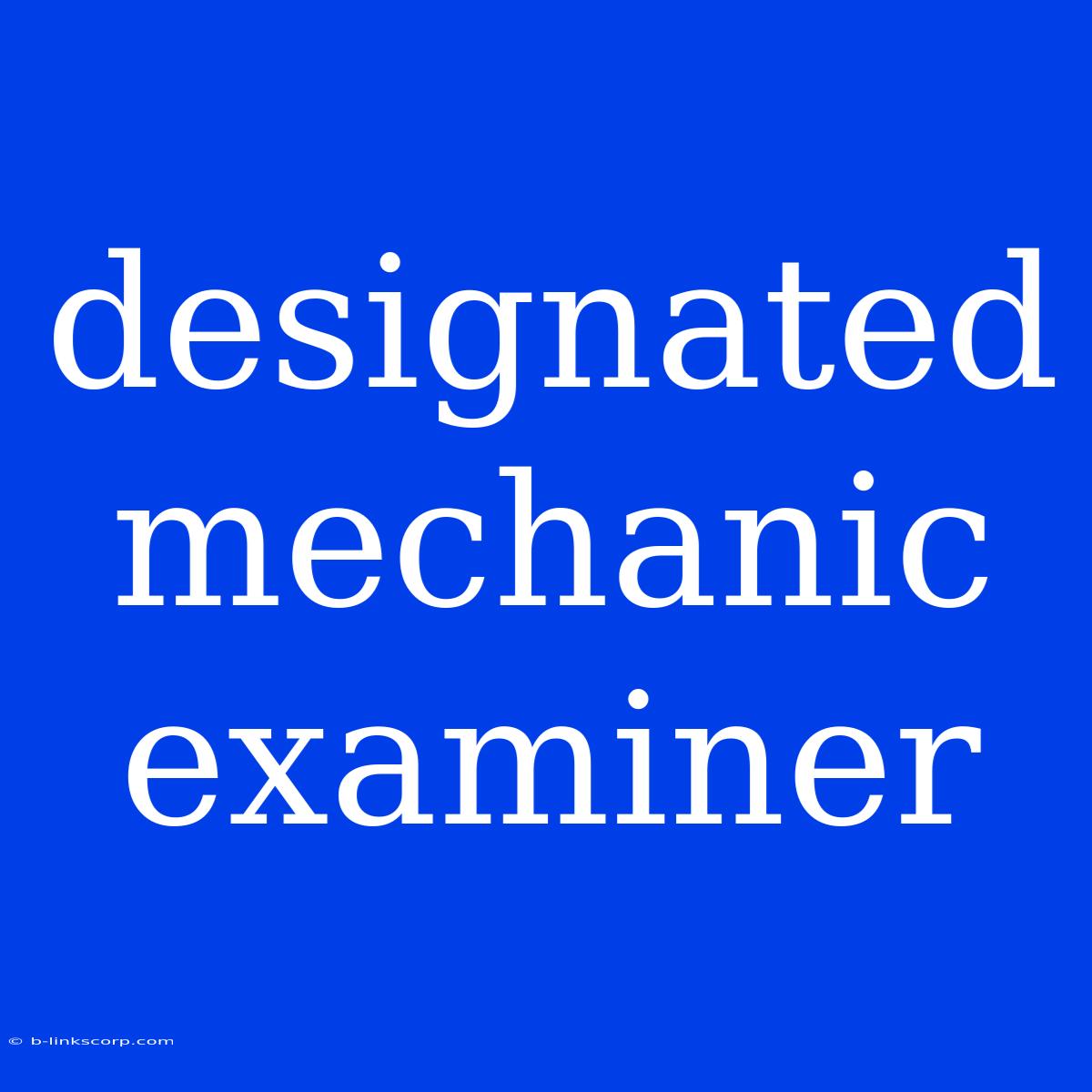 Designated Mechanic Examiner