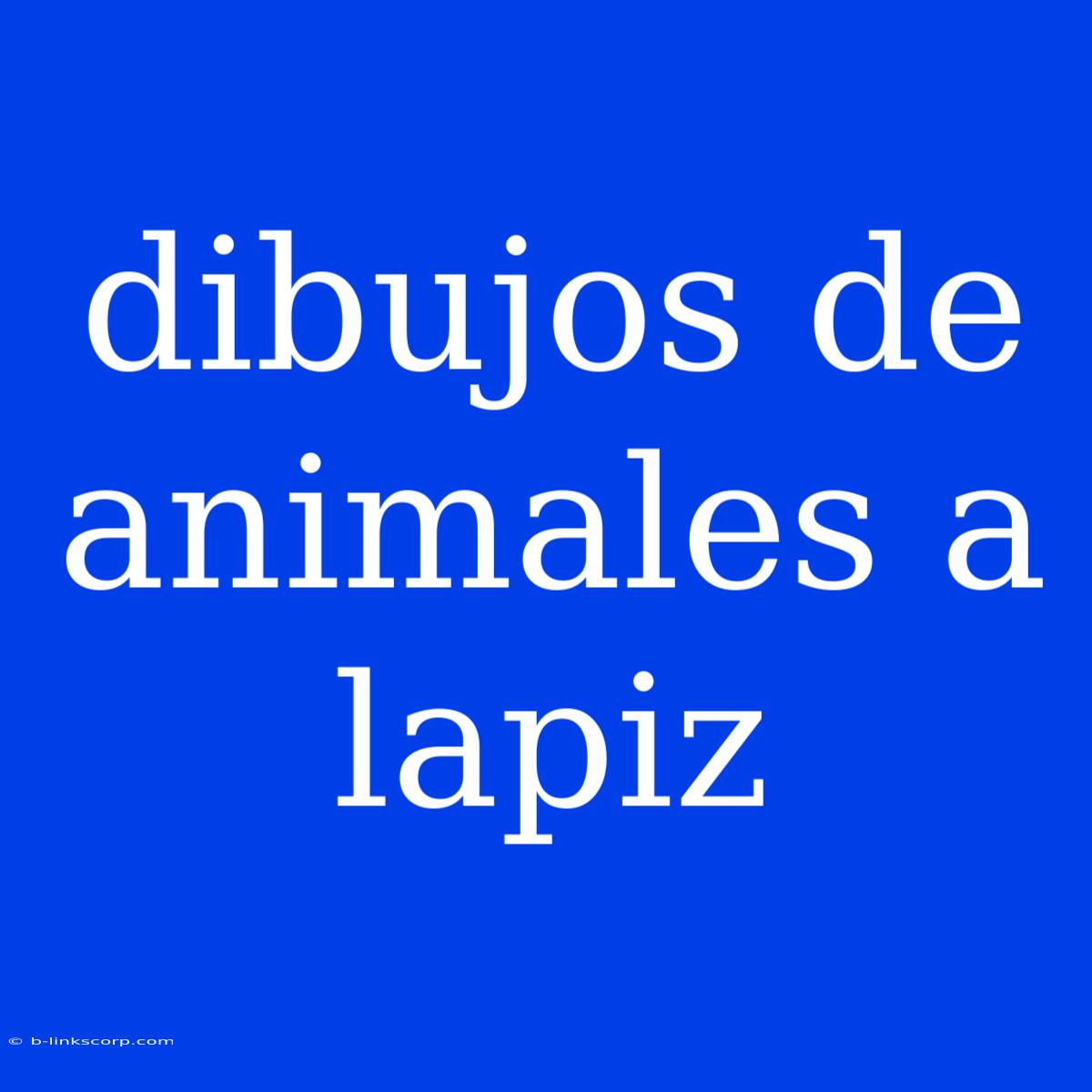 Dibujos De Animales A Lapiz