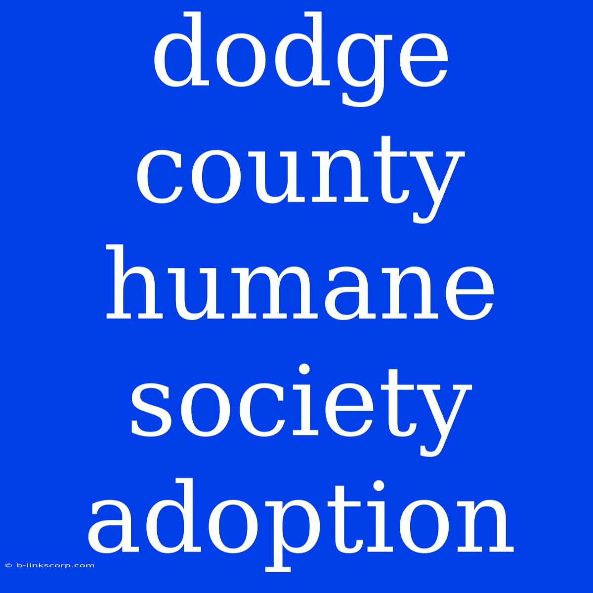 Dodge County Humane Society Adoption