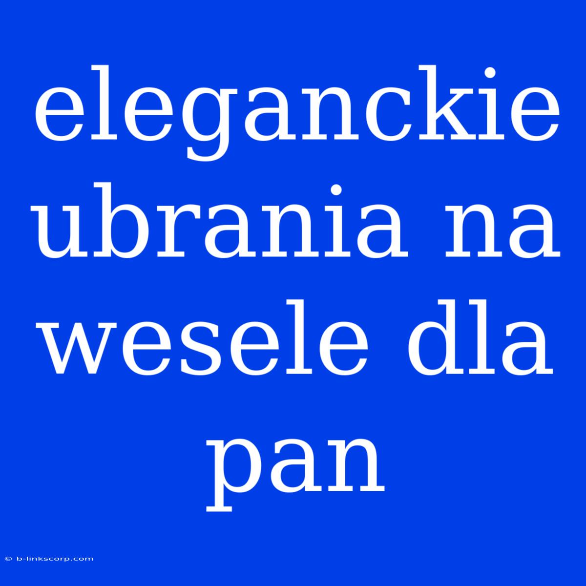 Eleganckie Ubrania Na Wesele Dla Pan