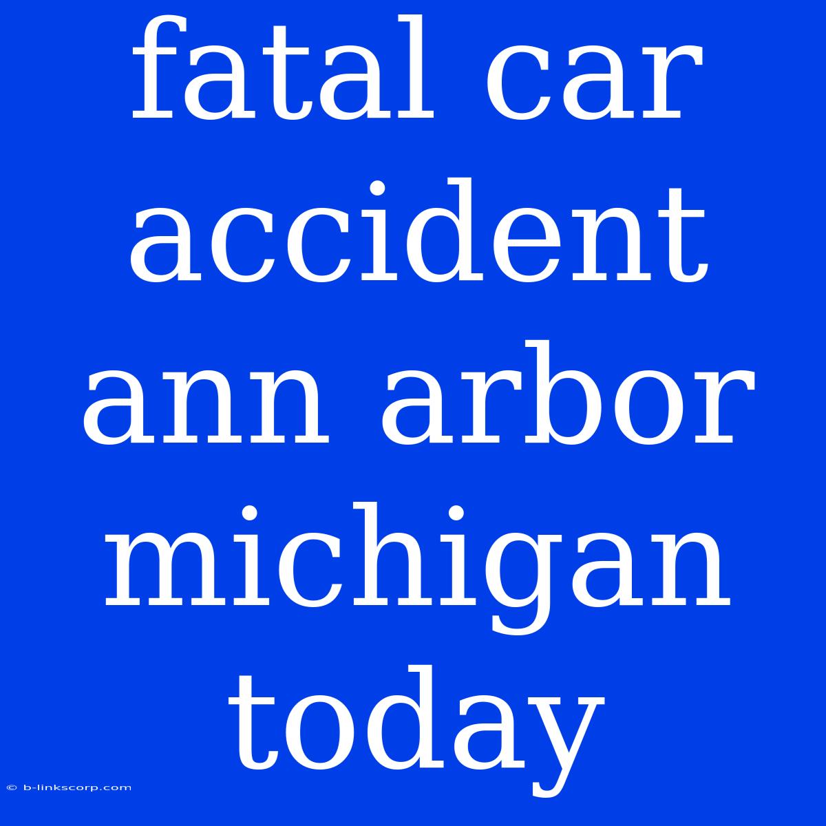 Fatal Car Accident Ann Arbor Michigan Today