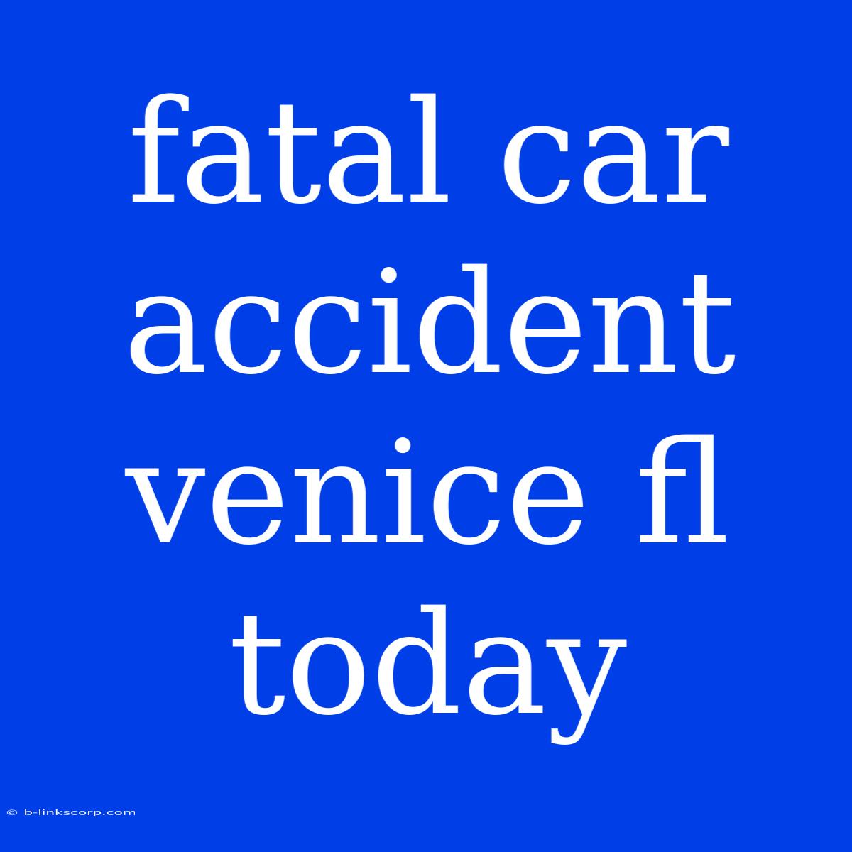 Fatal Car Accident Venice Fl Today