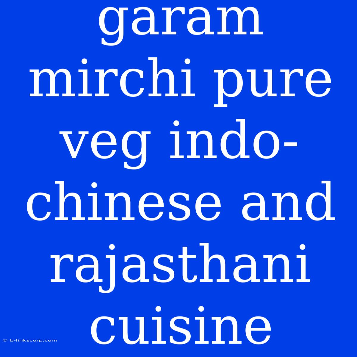 Garam Mirchi Pure Veg Indo-chinese And Rajasthani Cuisine