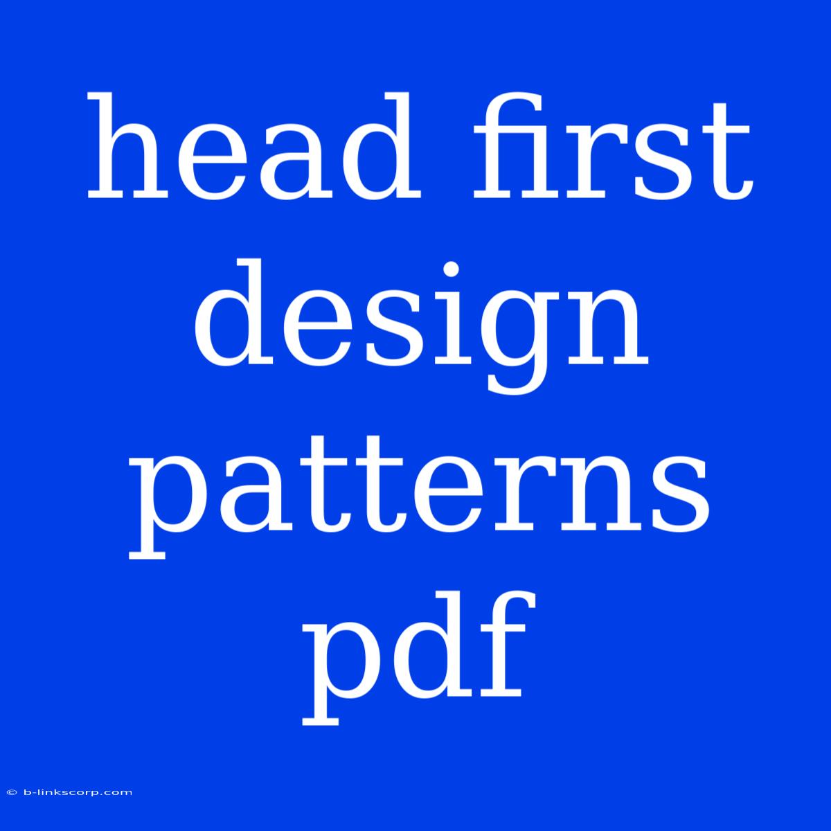 Head First Design Patterns Pdf