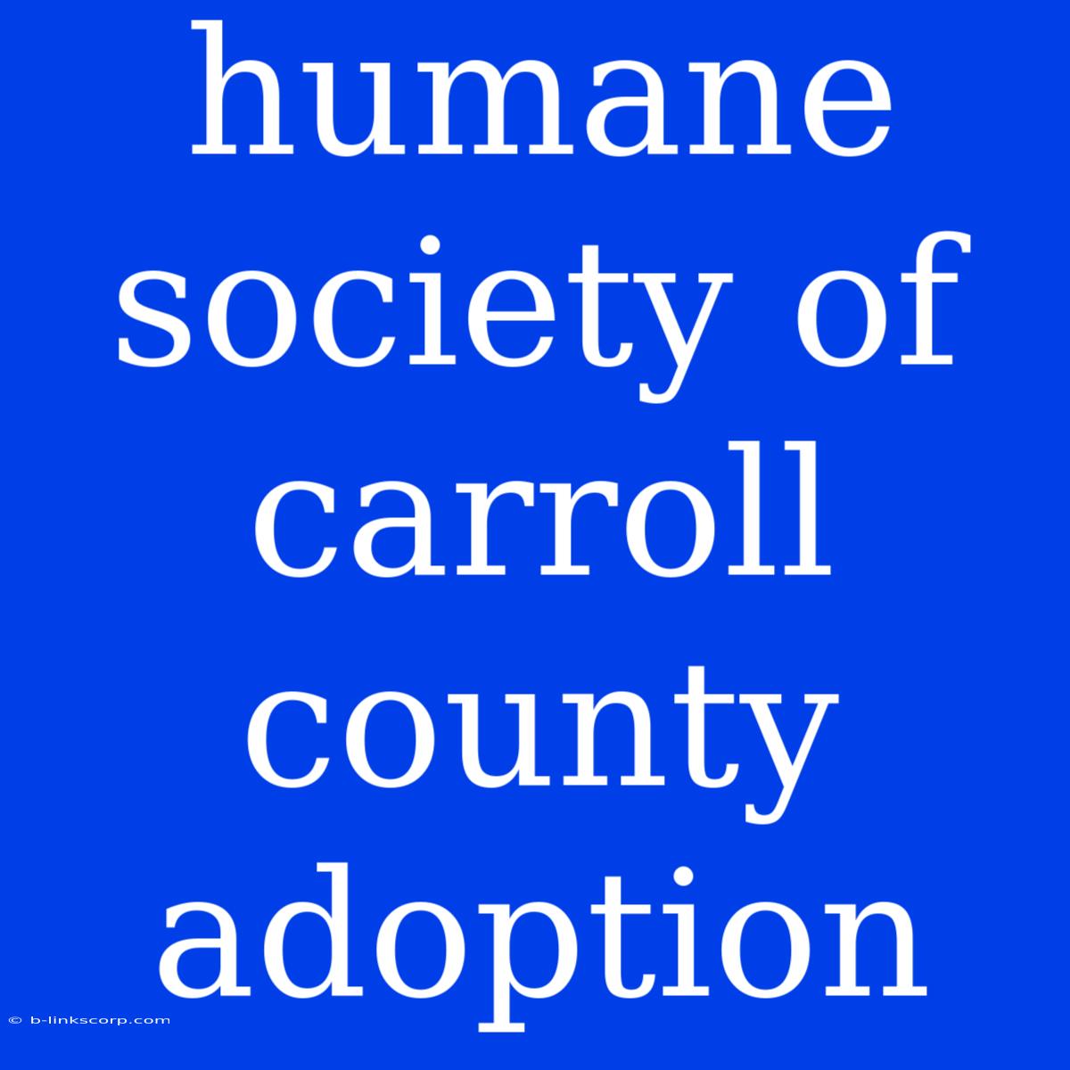 Humane Society Of Carroll County Adoption