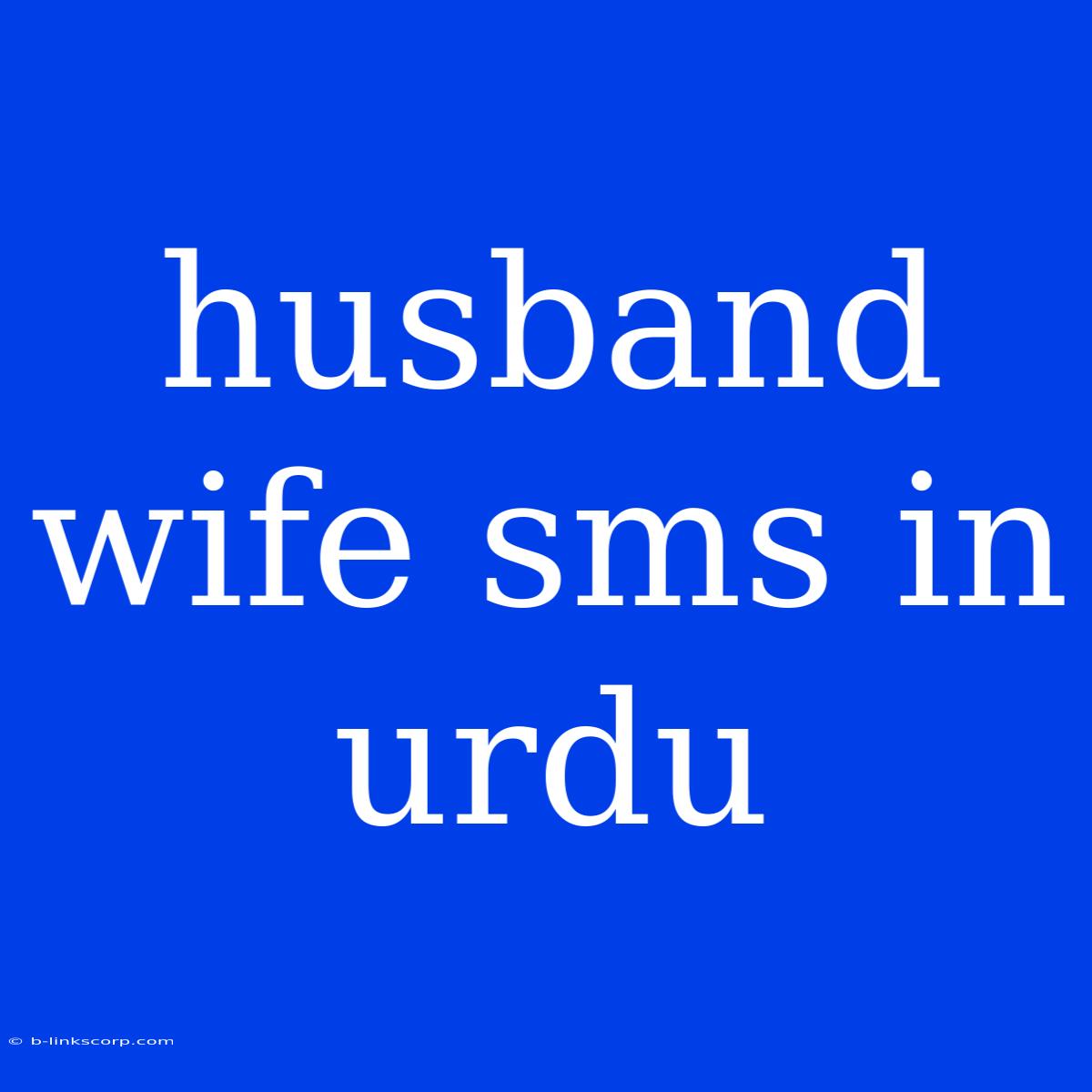 Husband Wife Sms In Urdu