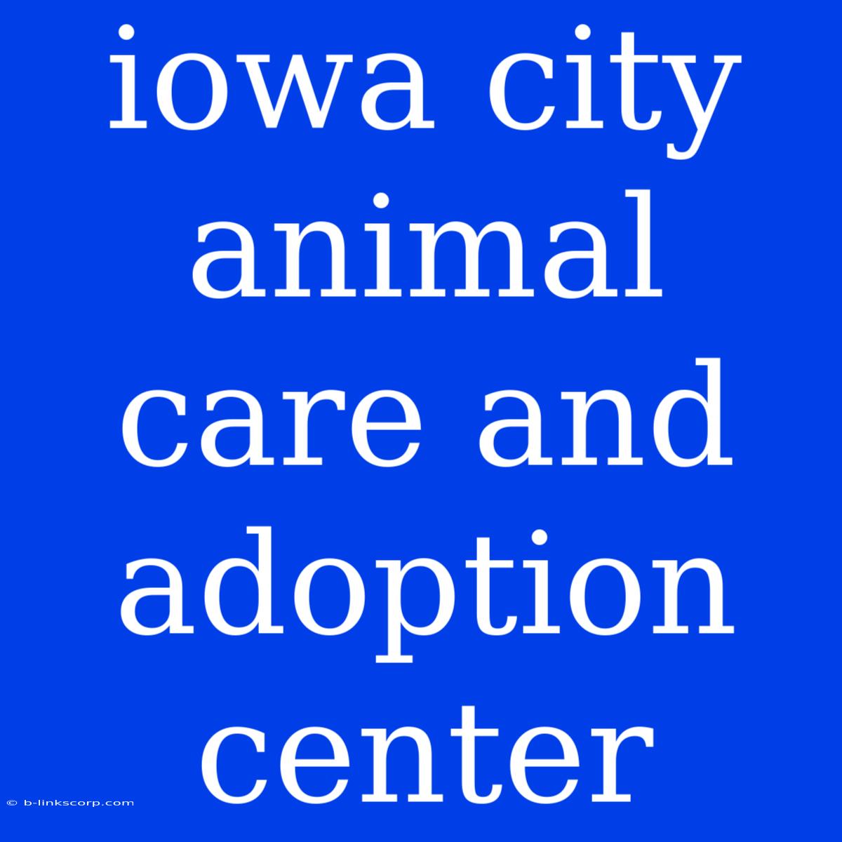 Iowa City Animal Care And Adoption Center