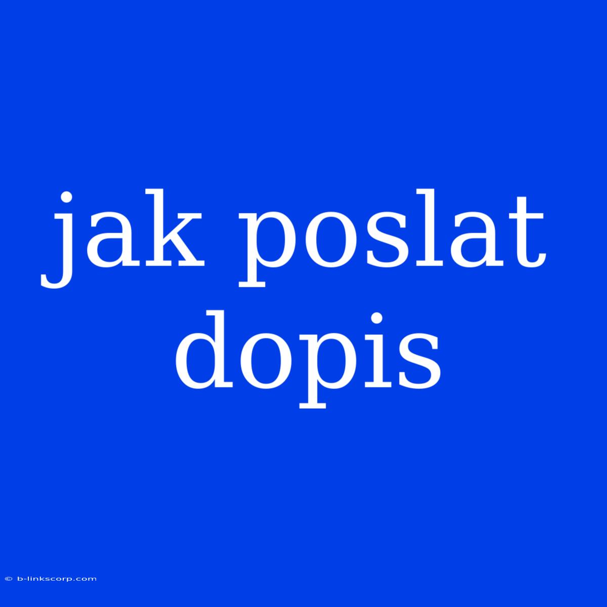 Jak Poslat Dopis