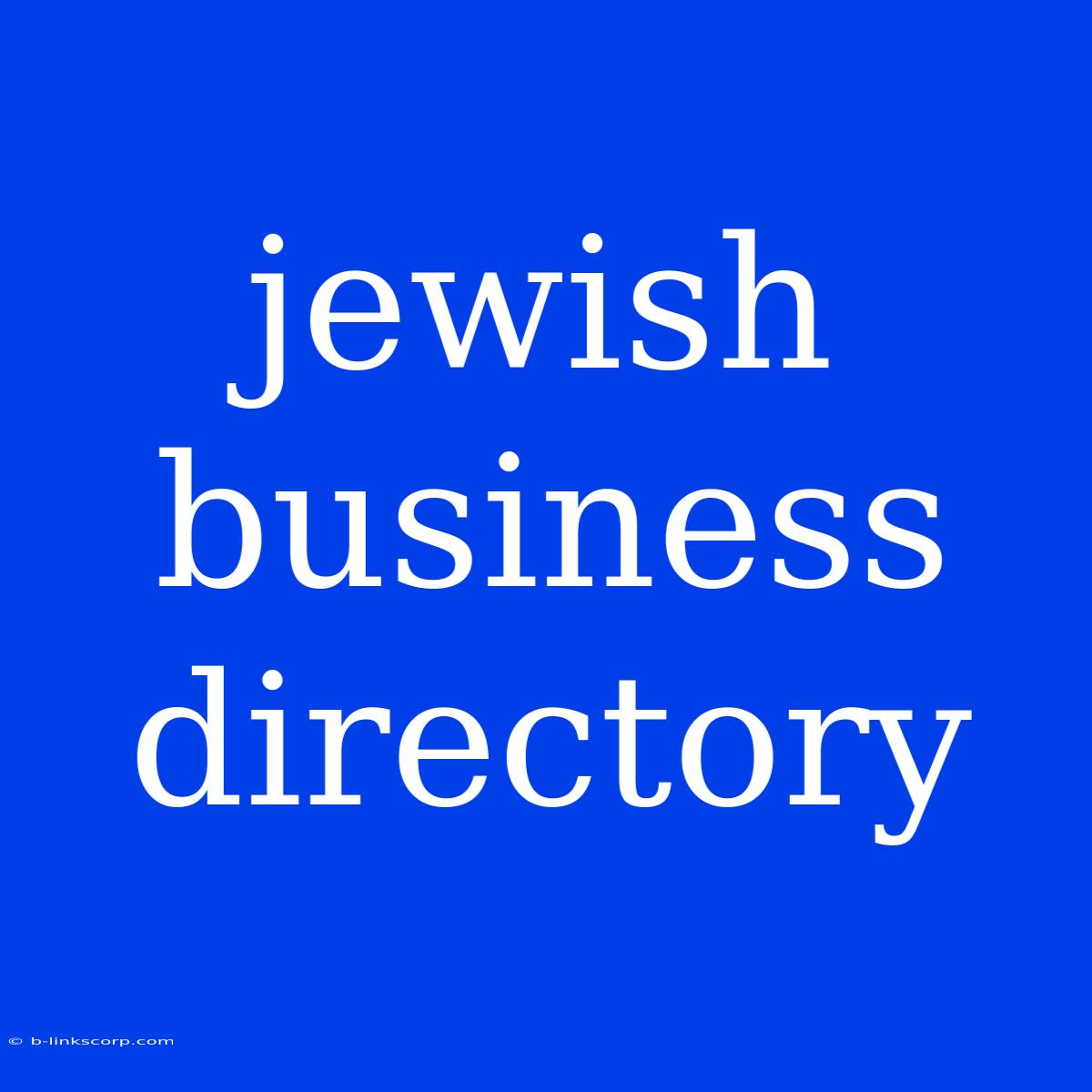 Jewish Business Directory