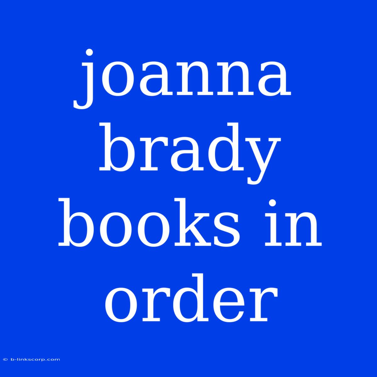 Joanna Brady Books In Order