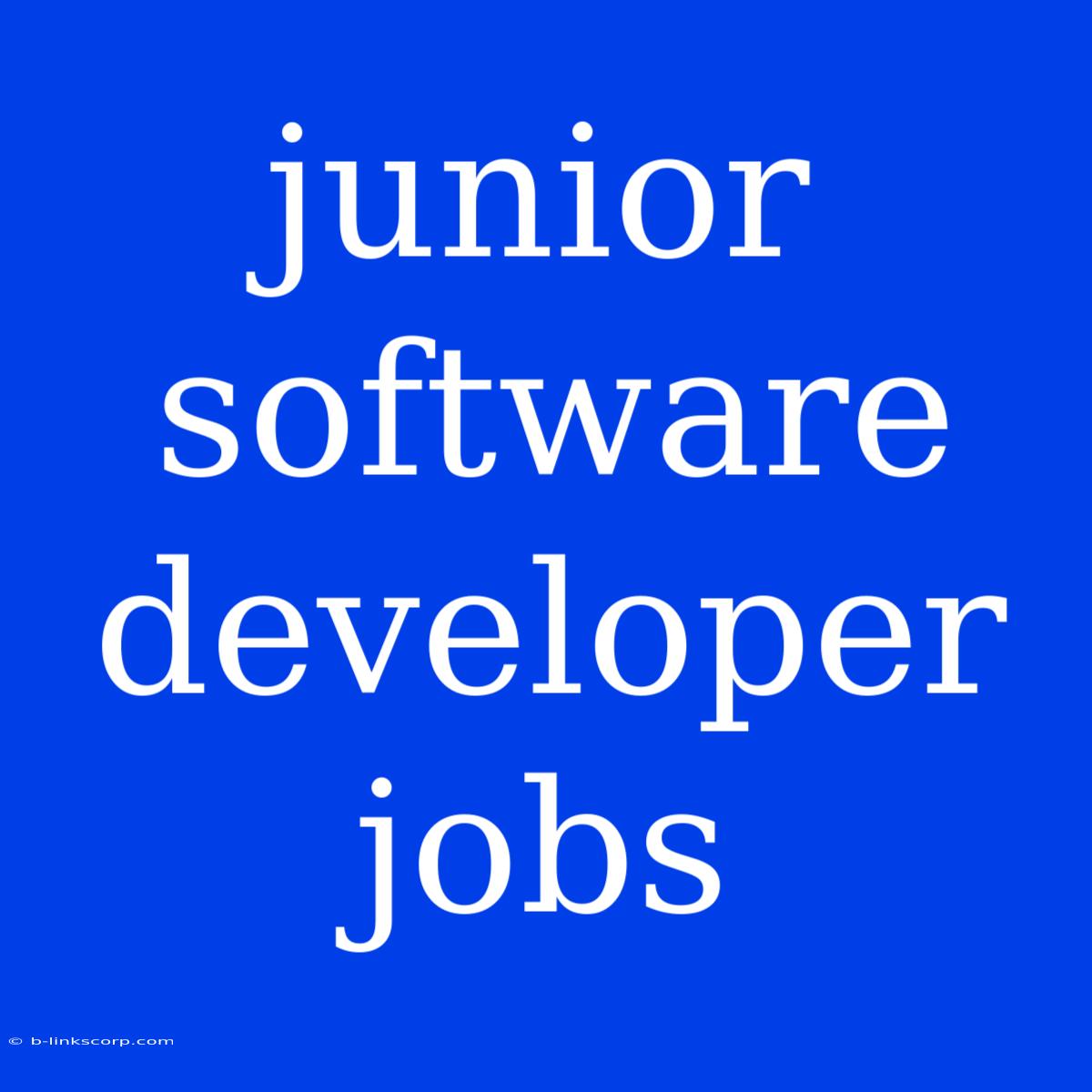 Junior Software Developer Jobs