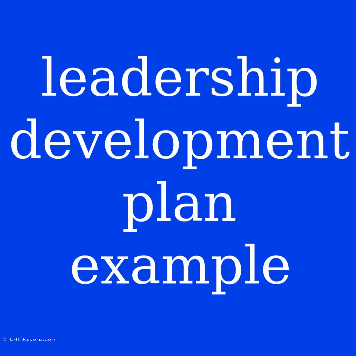 Leadership Development Plan Example