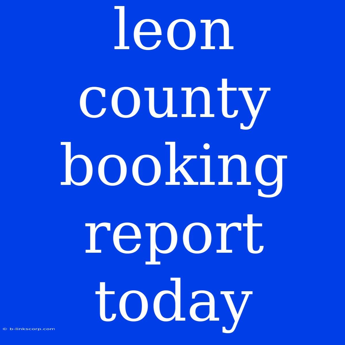 Leon County Booking Report Today