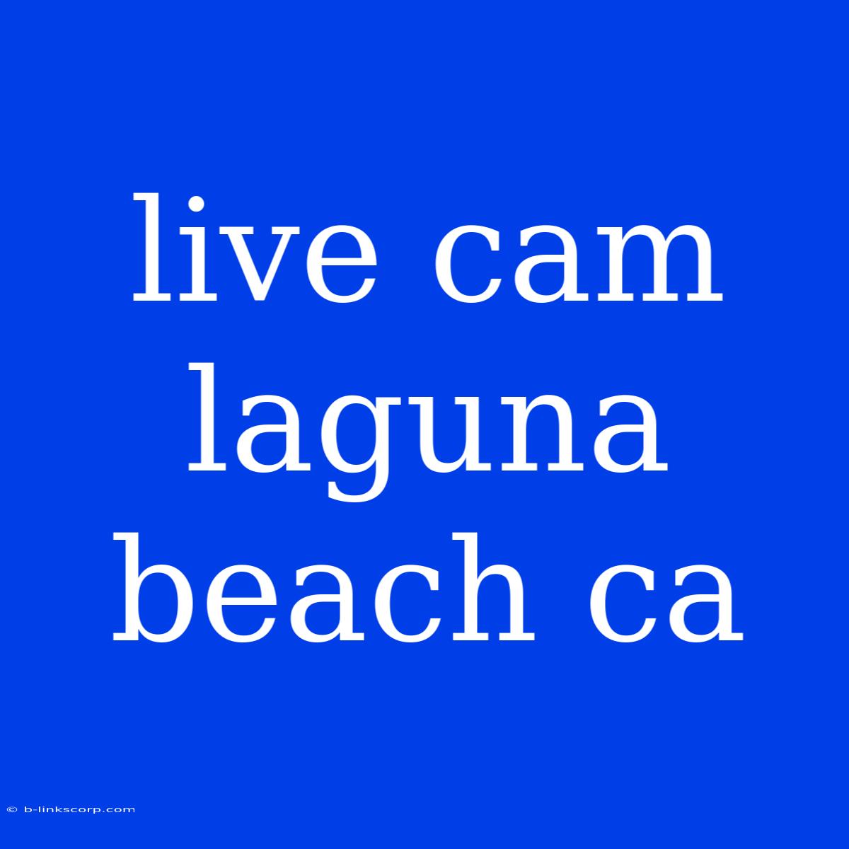 Live Cam Laguna Beach Ca