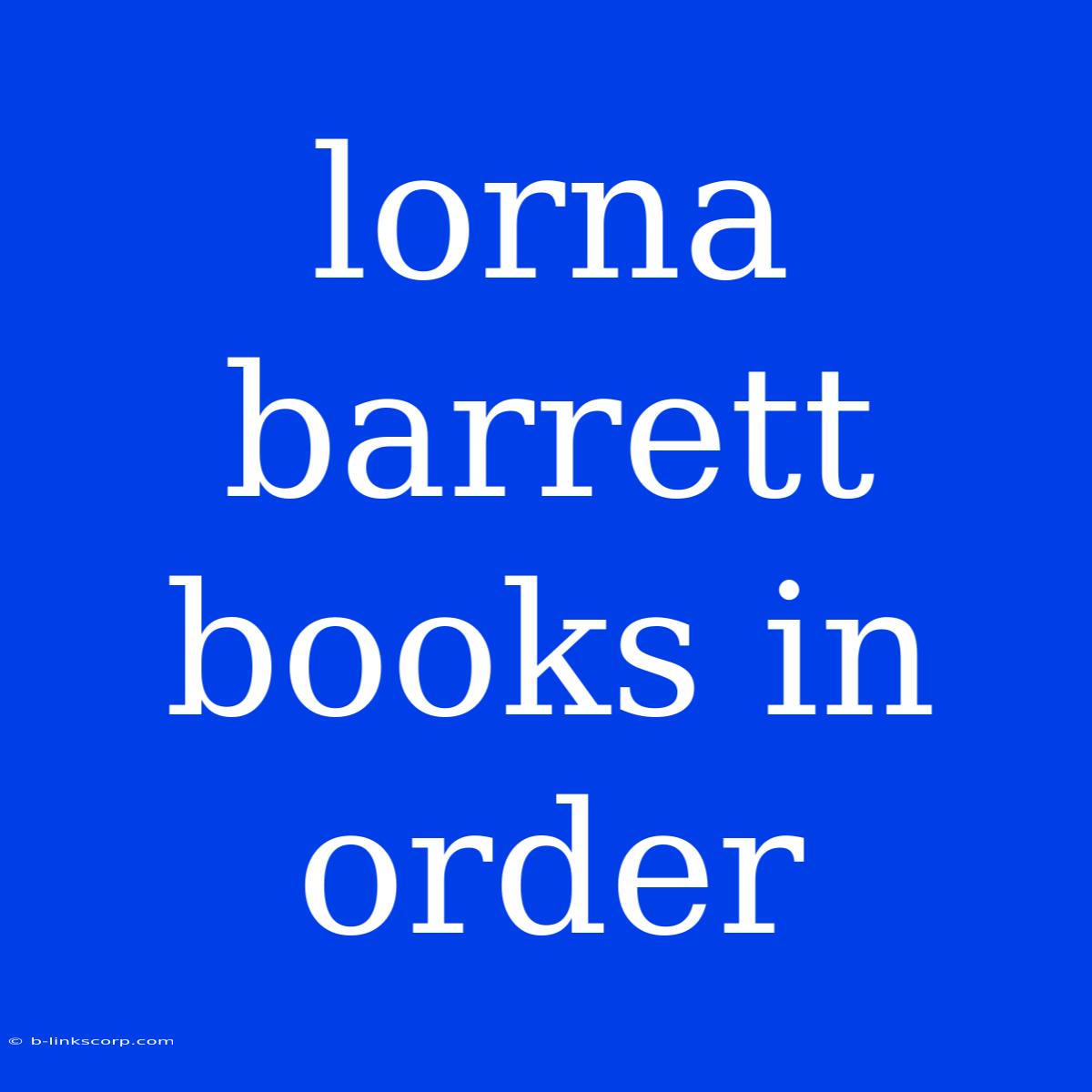 Lorna Barrett Books In Order