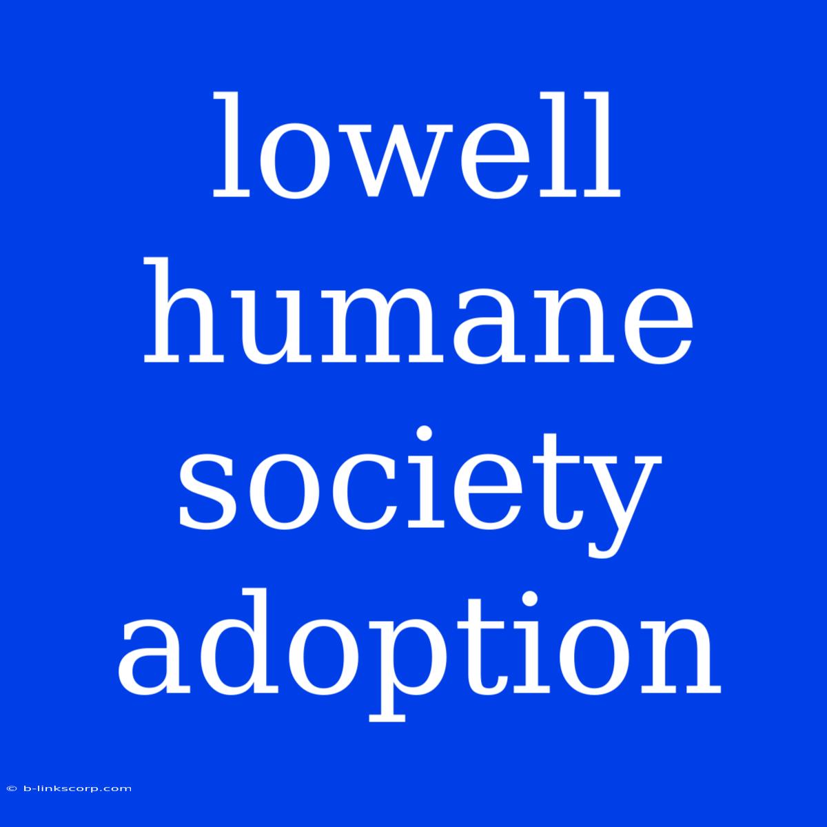 Lowell Humane Society Adoption