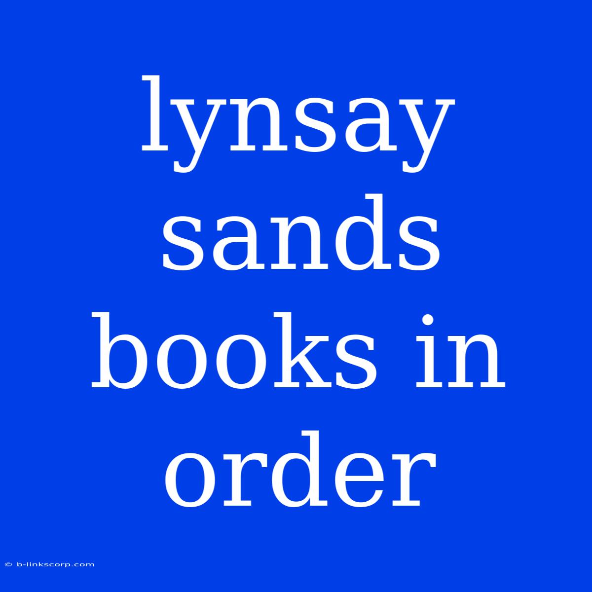 Lynsay Sands Books In Order