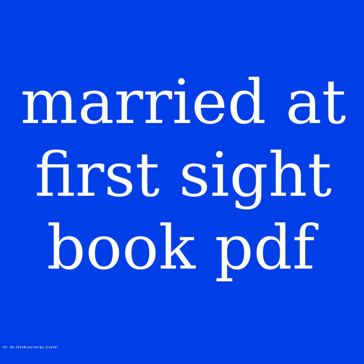 Married At First Sight Book Pdf