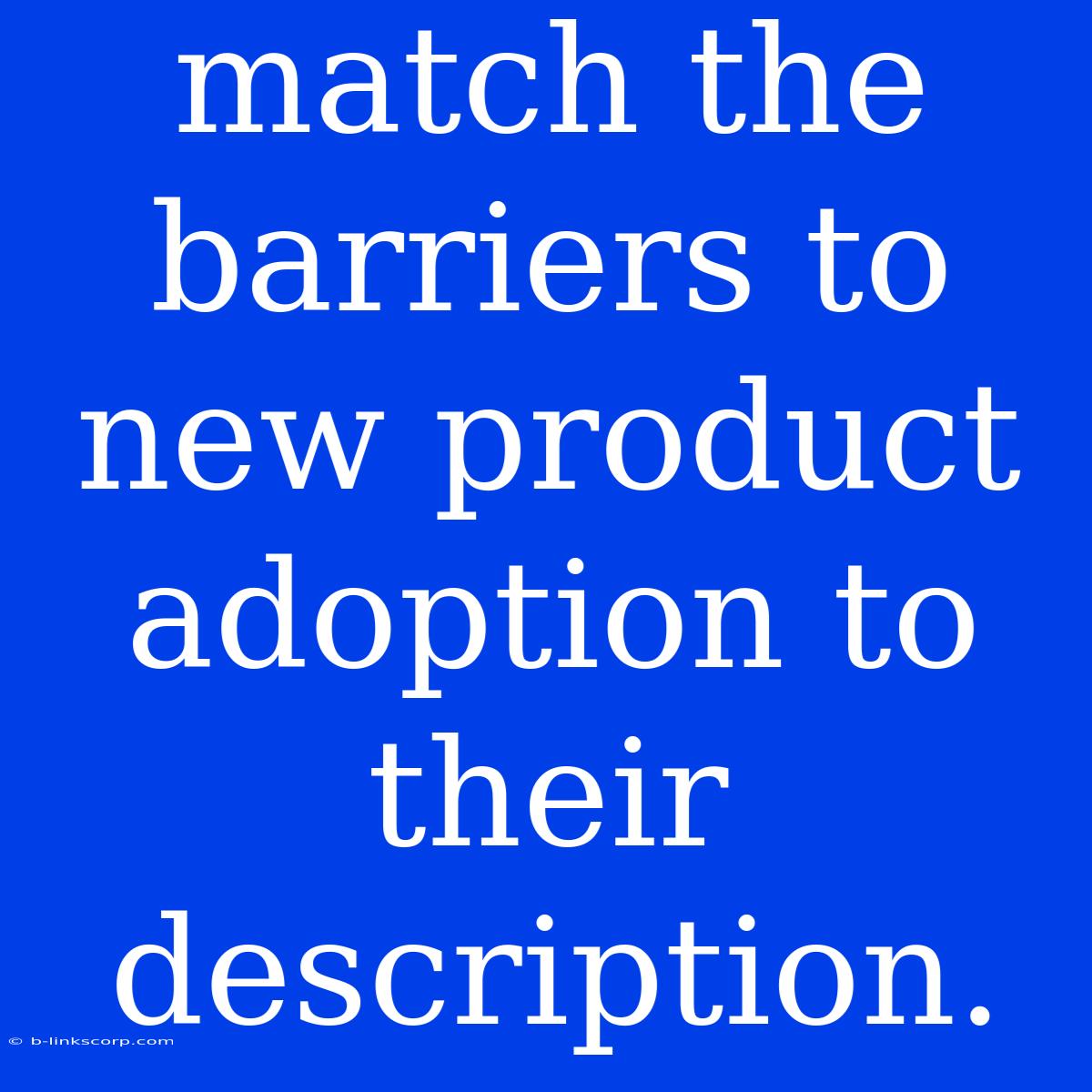 Match The Barriers To New Product Adoption To Their Description.