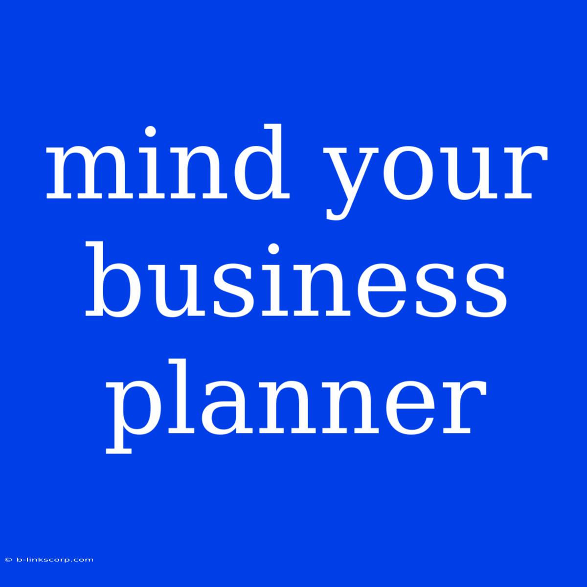 Mind Your Business Planner