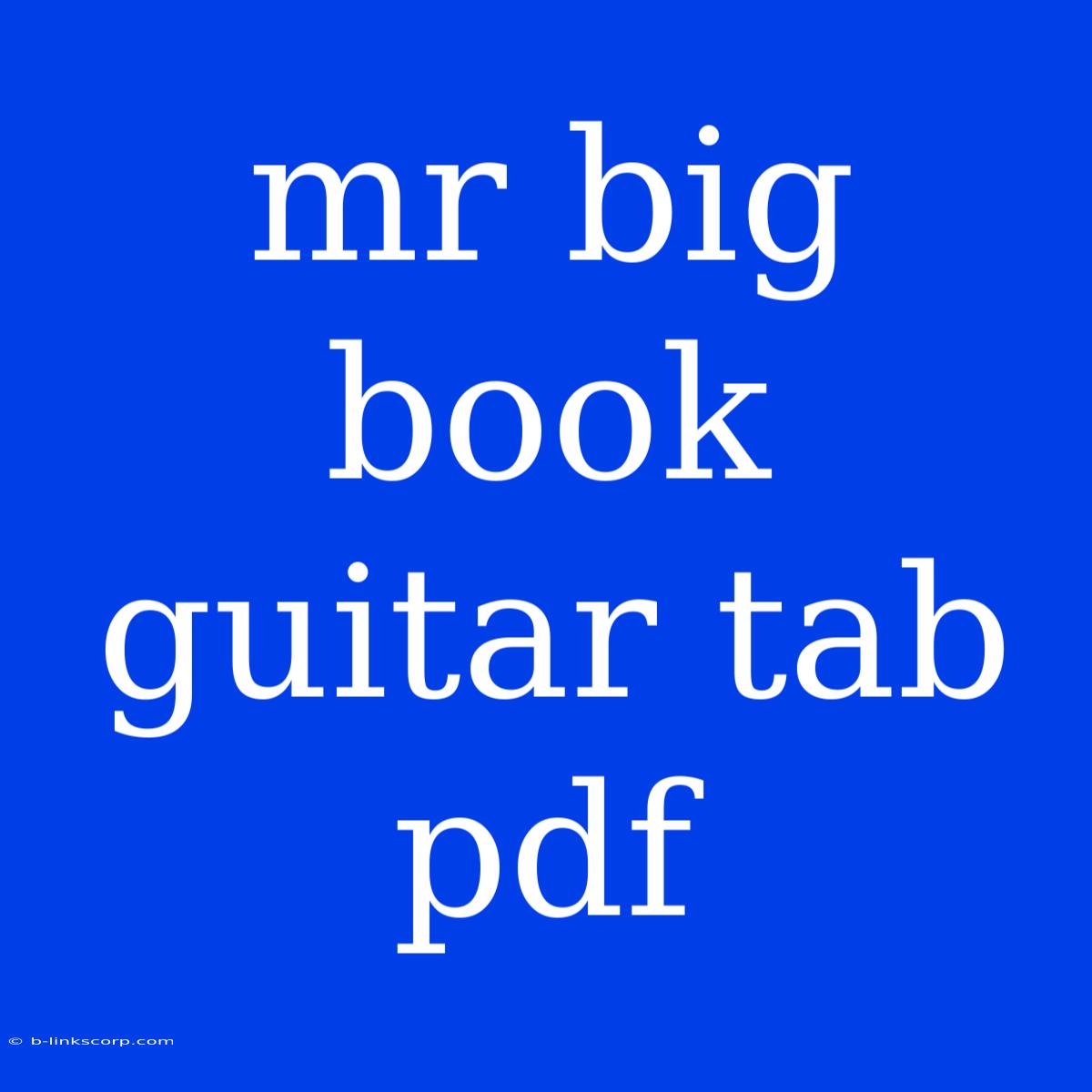 Mr Big Book Guitar Tab Pdf