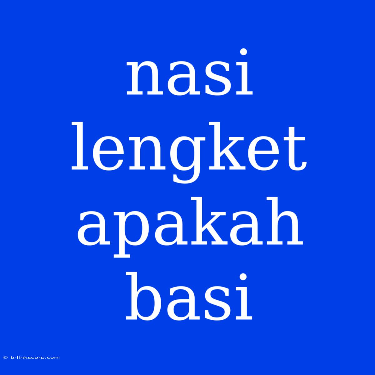 Nasi Lengket Apakah Basi