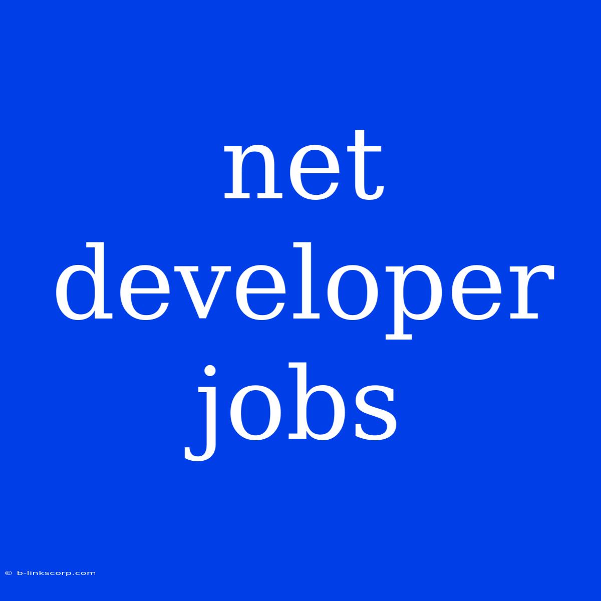 Net Developer Jobs