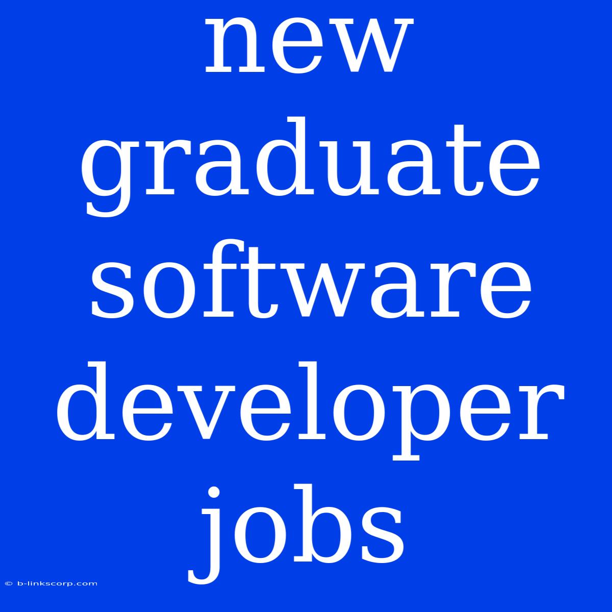 New Graduate Software Developer Jobs