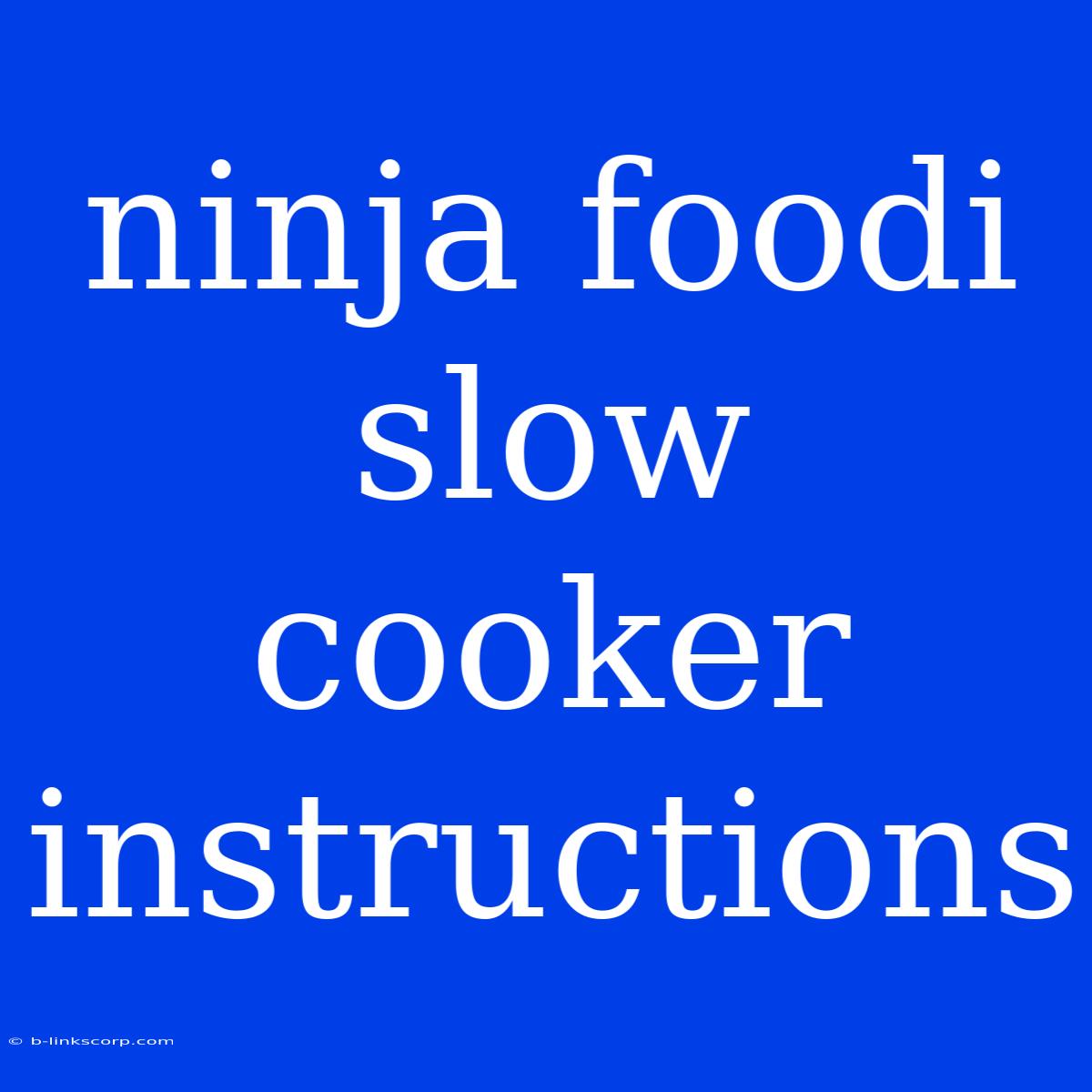 Ninja Foodi Slow Cooker Instructions