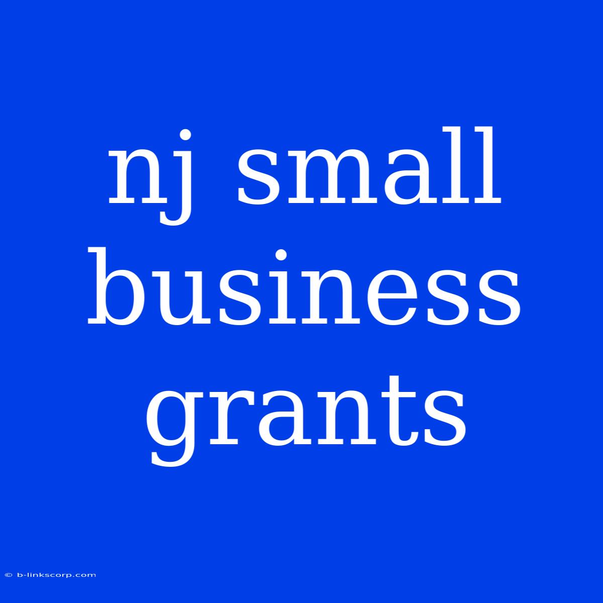 Nj Small Business Grants