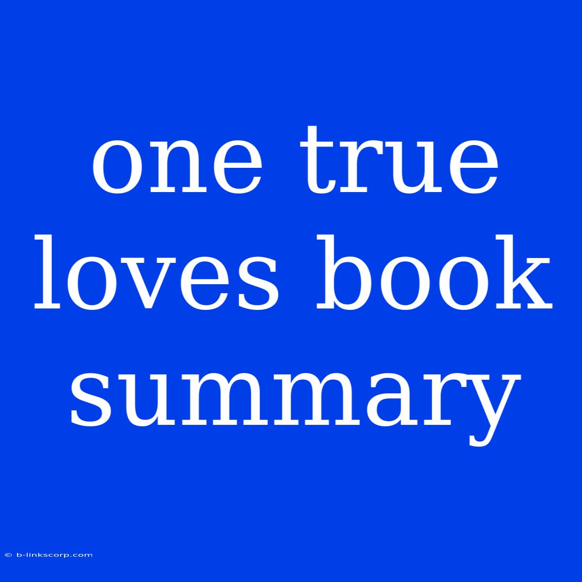 One True Loves Book Summary