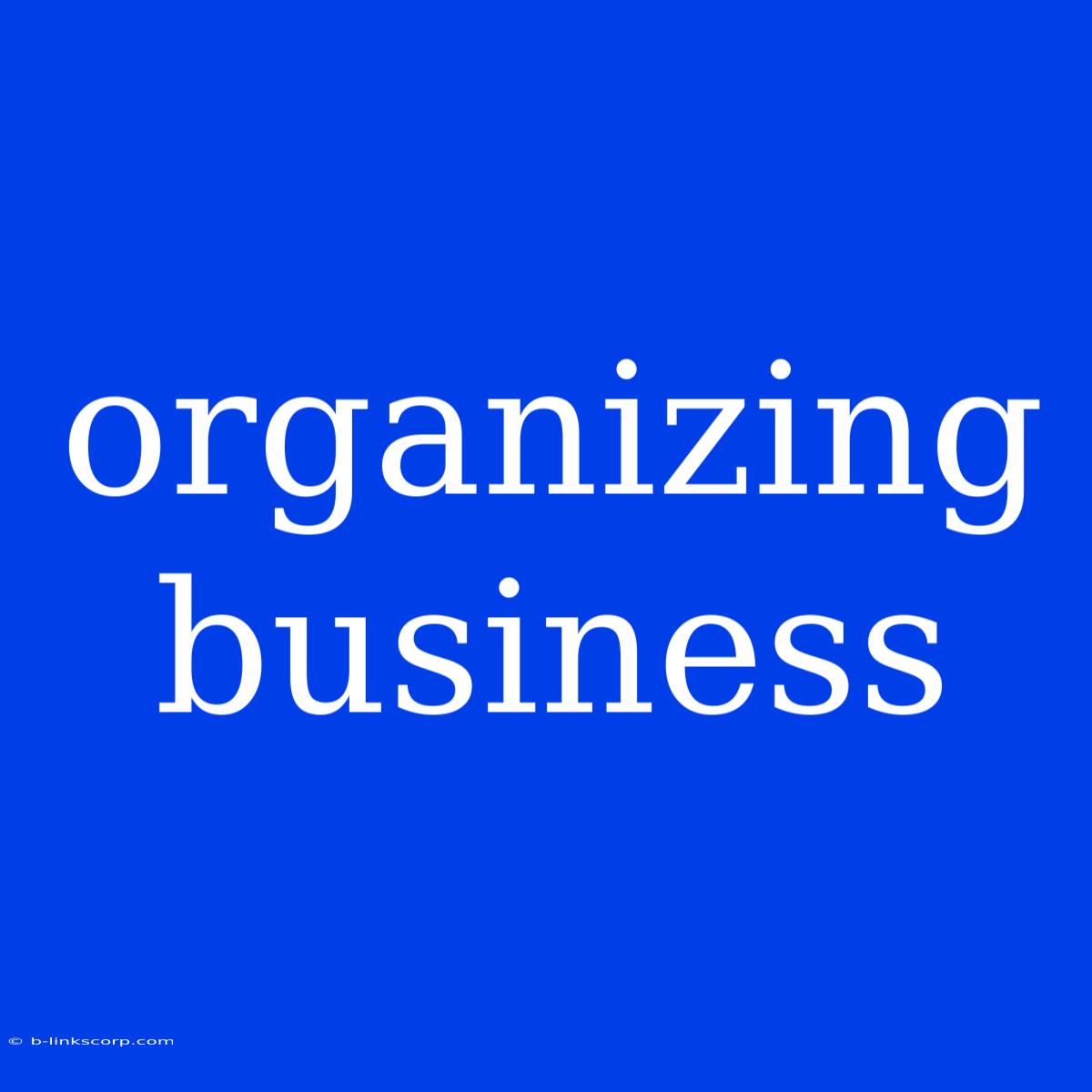 Organizing Business