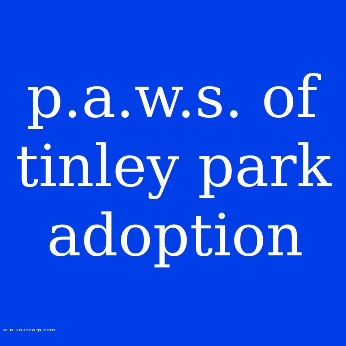 P.a.w.s. Of Tinley Park Adoption