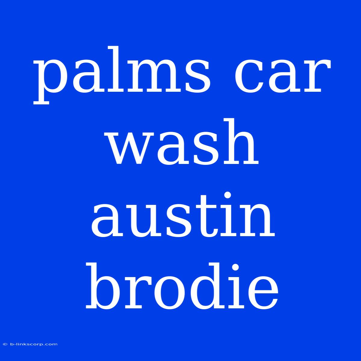 Palms Car Wash Austin Brodie