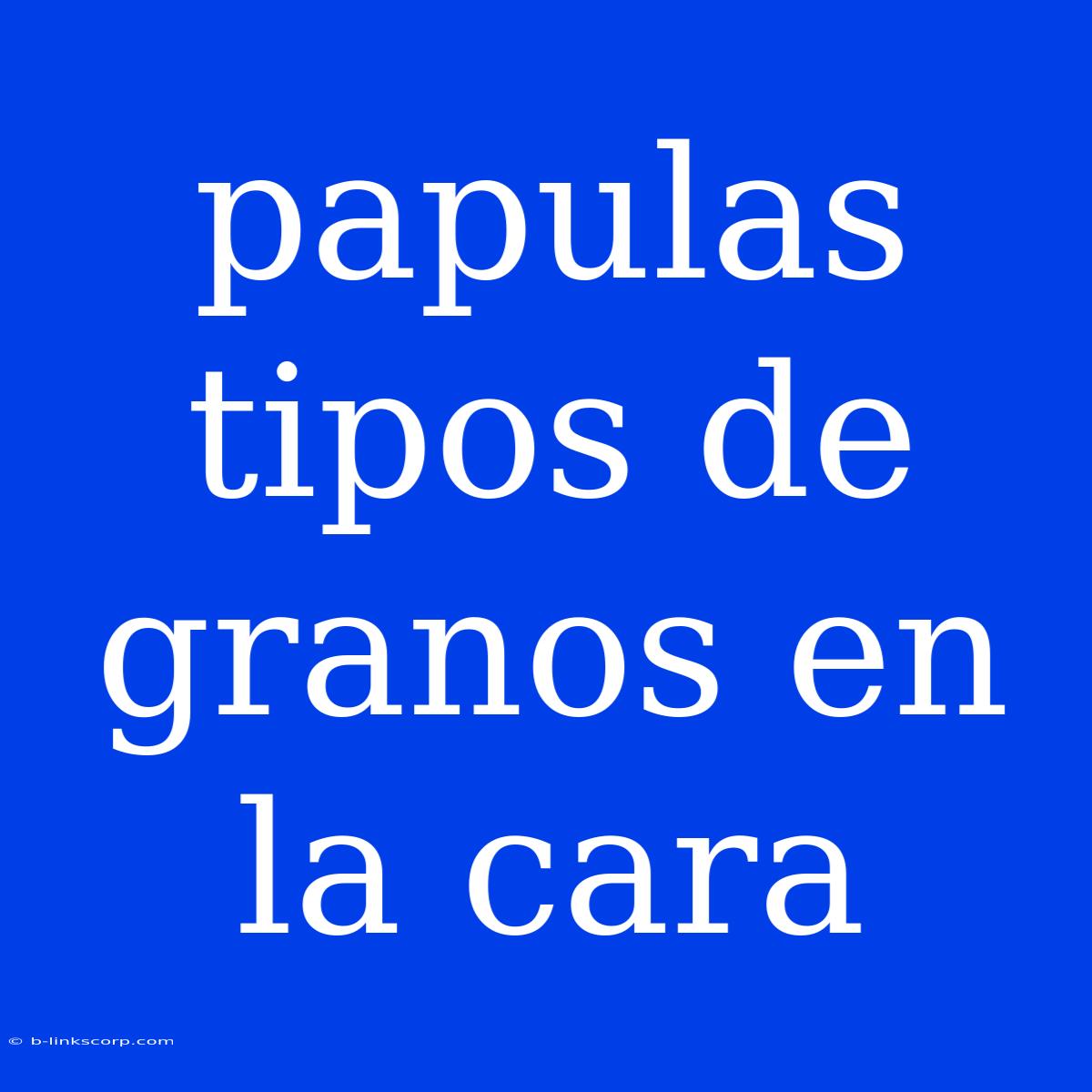 Papulas Tipos De Granos En La Cara