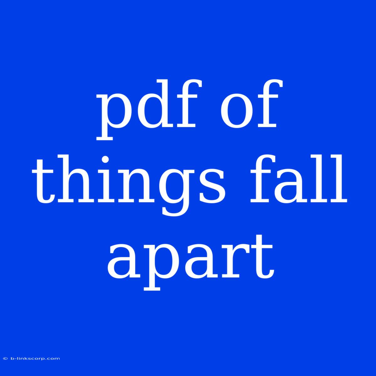 Pdf Of Things Fall Apart