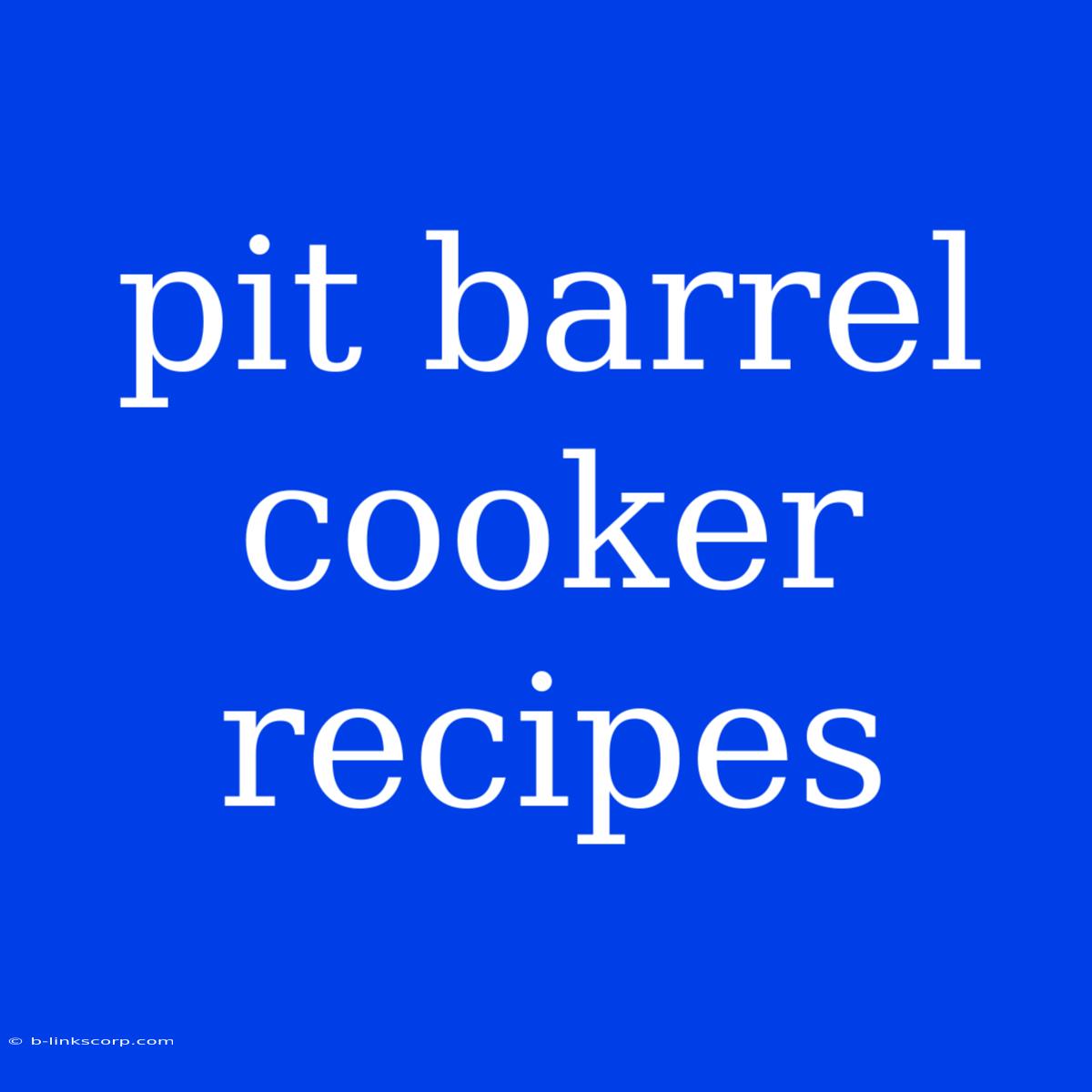 Pit Barrel Cooker Recipes