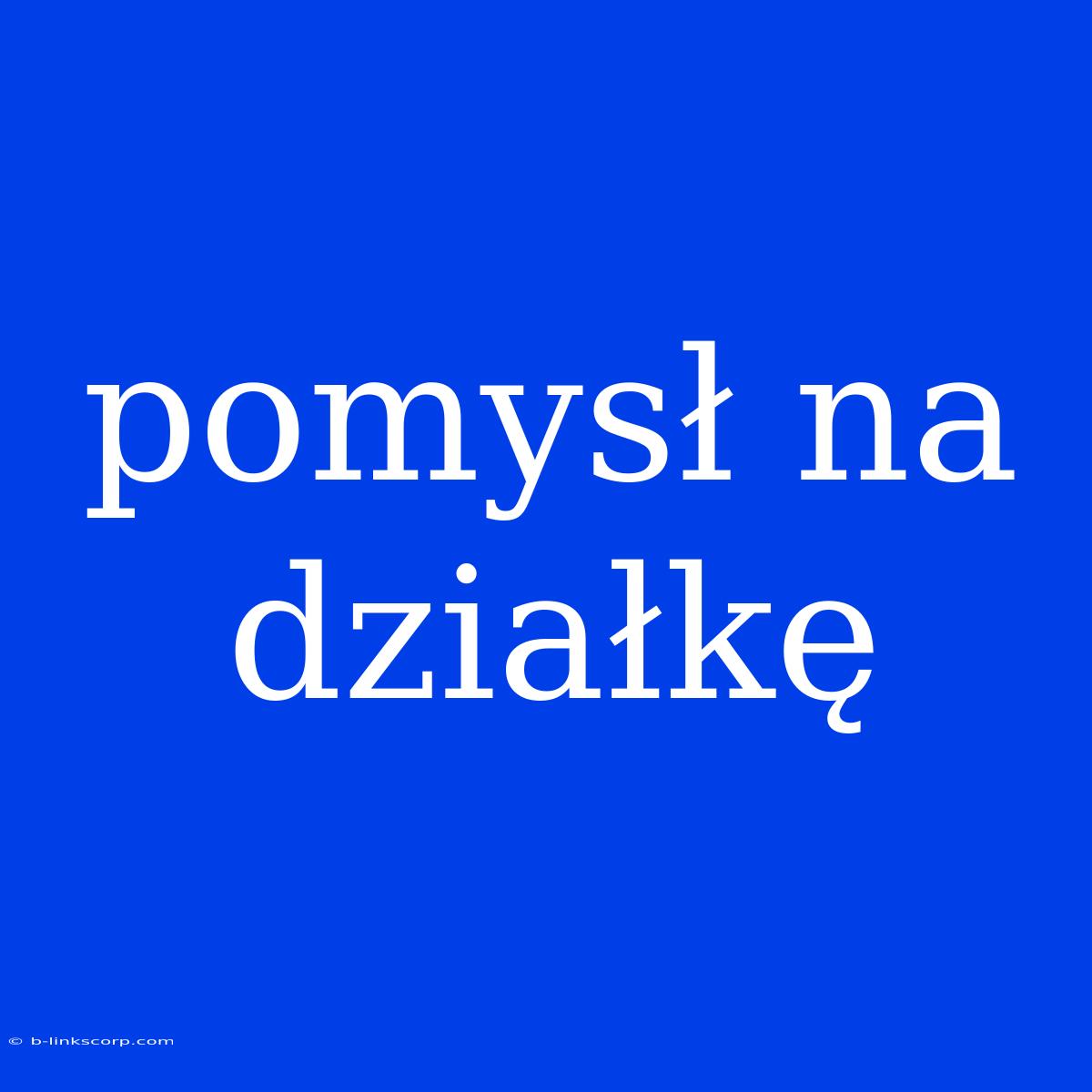 Pomysł Na Działkę