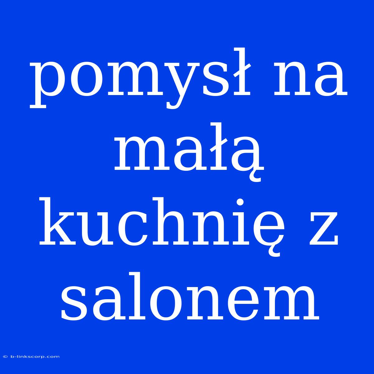 Pomysł Na Małą Kuchnię Z Salonem