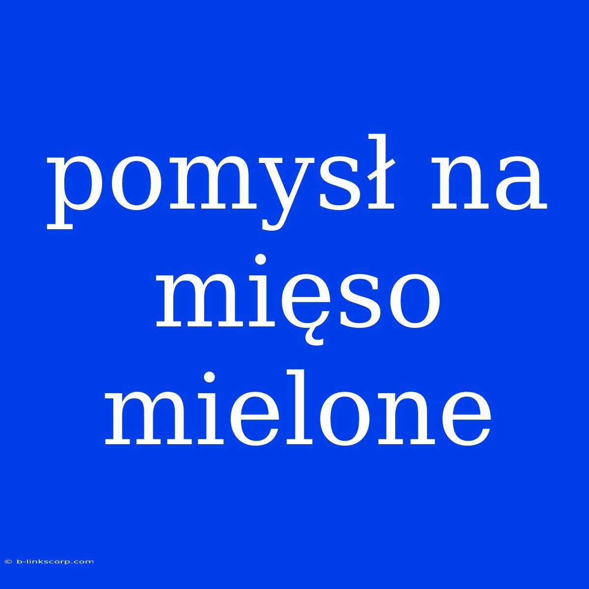 Pomysł Na Mięso Mielone