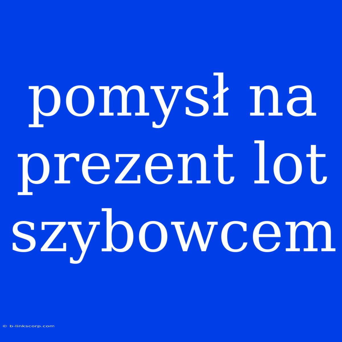 Pomysł Na Prezent Lot Szybowcem