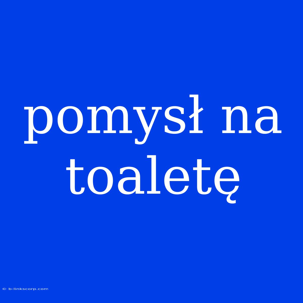 Pomysł Na Toaletę