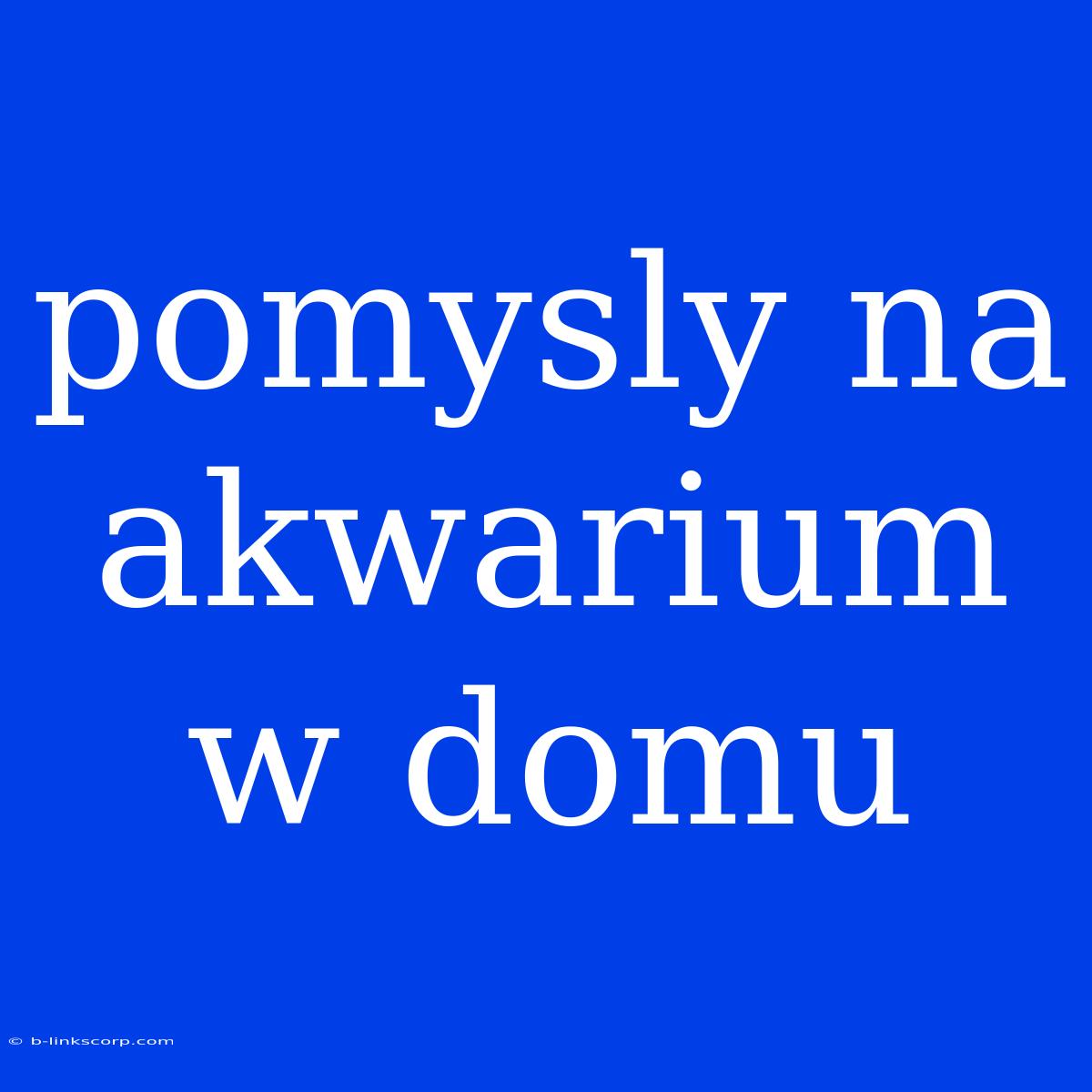 Pomysly Na Akwarium W Domu